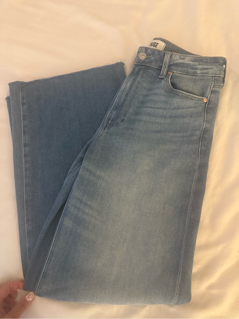 Paige Anessa Raw hem high -Rise Wide Leg Women’s Jeans - Light Blue. Mesmorize - Picture 8 of 8